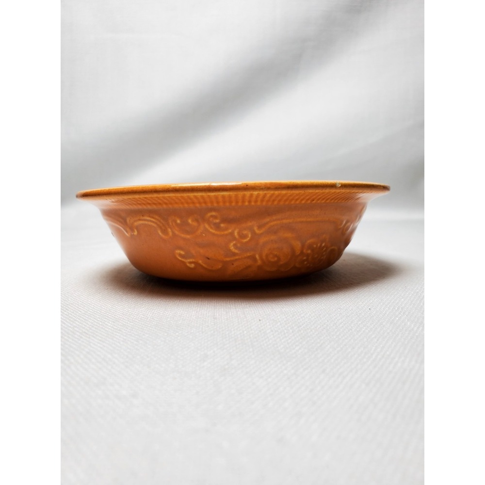 Vintage Homer Laughlin Oven Serve Bowl Orange Embossed Scroll‎ 6" USA Stoneware